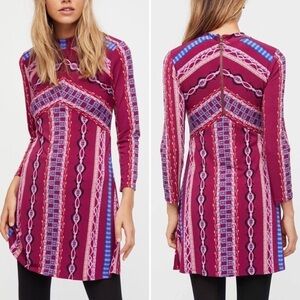 Free People Stella Mock Neck Zip Back Mini Dress Sz S